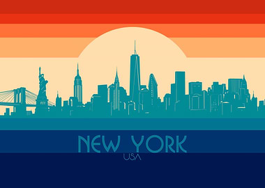 new york skyline retro 4