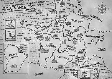Gray France Map