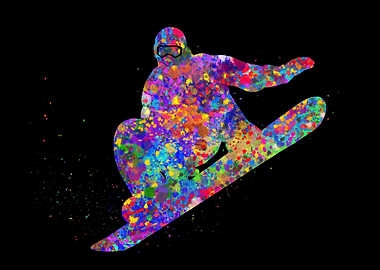 Snowboarder watercolor