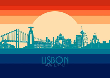 lisbon skyline retro 4
