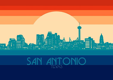 san antonio skyline retro