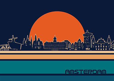 amsterdam skyline retro 5
