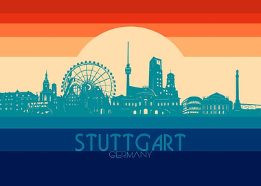 stuttgart skyline retro 4