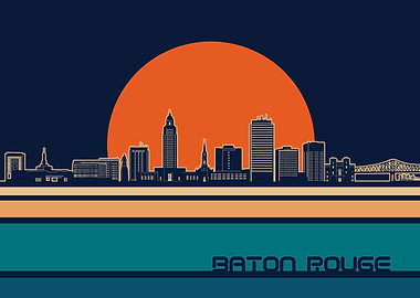 baton rouge skyline retro