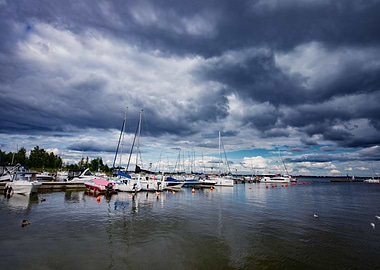 Marina,sky, lake, Poland,