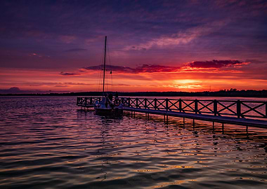 Summer sunset on the pier