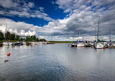 Marina,sky, lake, Poland
