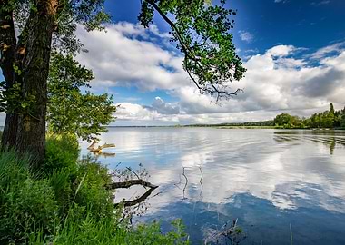 Summer, reflection on lake