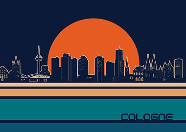 cologne skyline retro 5