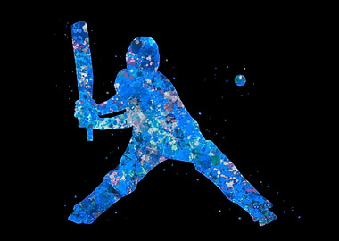 Cricket player blue art
