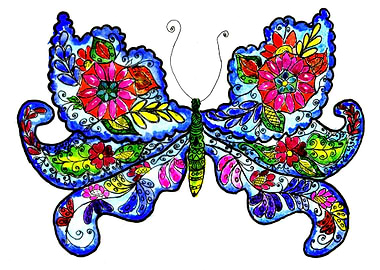 Floral butterfly drawing