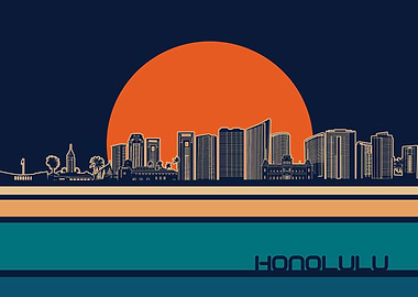 honolulu skyline retro 5