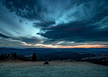 Autumn sunset in mountains
