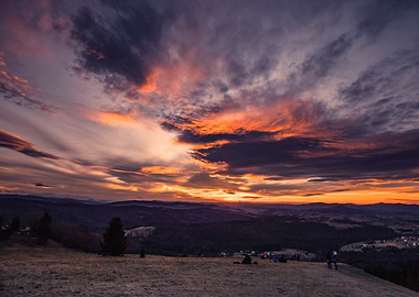 Autumn sunset in mountains
