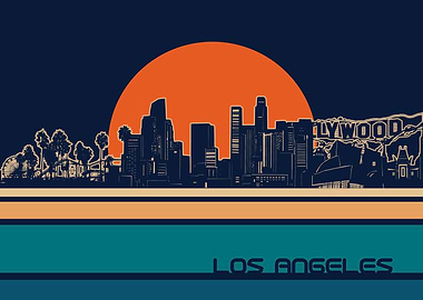 los angeles skyline retro