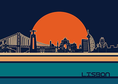 lisbon skyline retro 5
