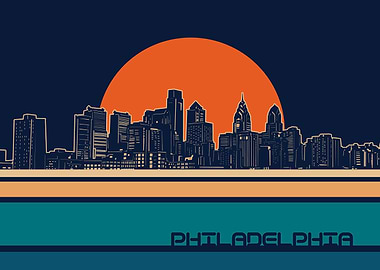 philadelphia skyline retro