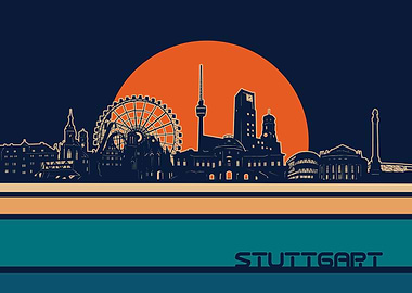stuttgart skyline retro 5