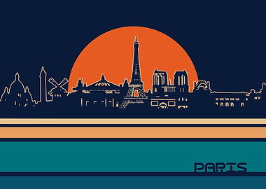 paris skyline retro 5