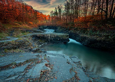 Autumn wild river, canyon