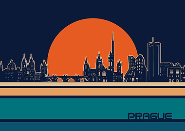 prague skyline retro 5