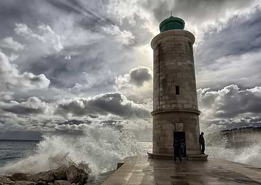 Clouds Sea and lighthouse