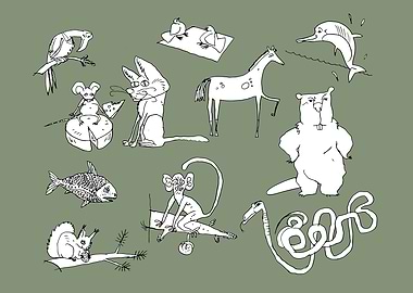 Abstract Funny Animals Ic