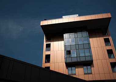 Light shining on building