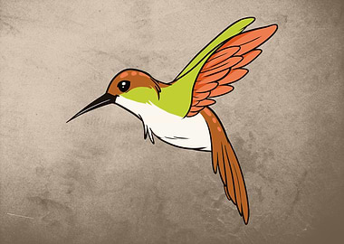 Cute orange green bird