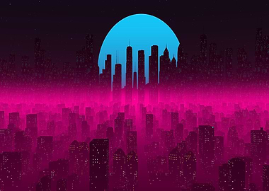 The red neon city poster