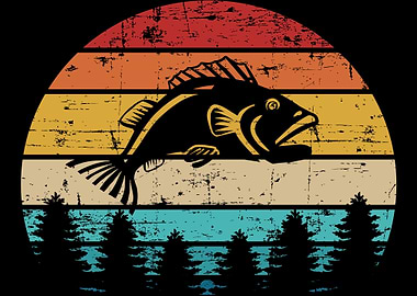 Fishing Fish vintage retro