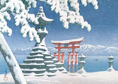 Itsukushima Shrine In Snow