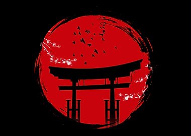 Japanese Sun Red Temple