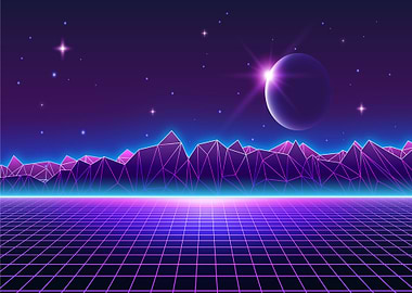 Neon Retro city poster