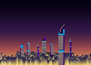 Neon Retro city poster