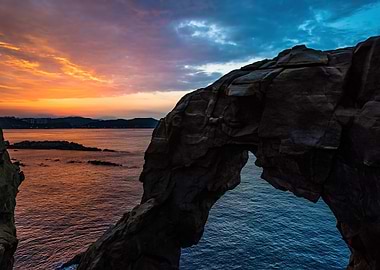Limestone arch sunset
