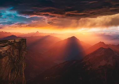 Golden Sunset in Mountains