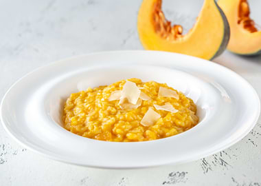 Portion of pumpkin risotto