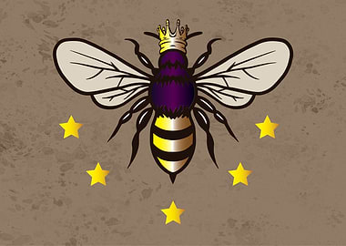 Queen bee with a crown