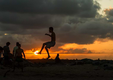 people black two sunset