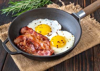 Fried eggs with bacon