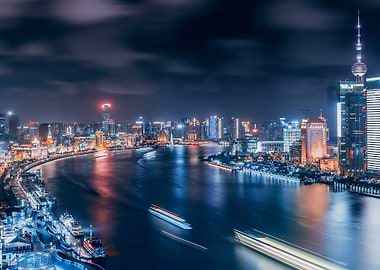 Shanghai China City Night