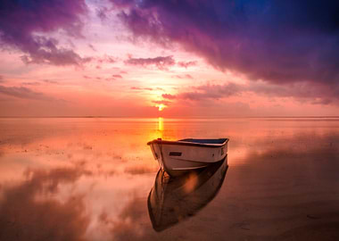 boat cloud red sunset