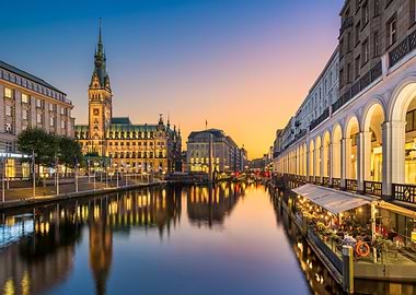 Hamburg Germany City Night