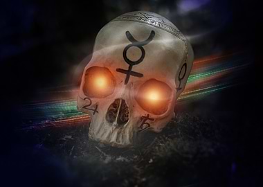 Skull with fire eyes