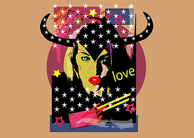 Sexy girl with horns and s