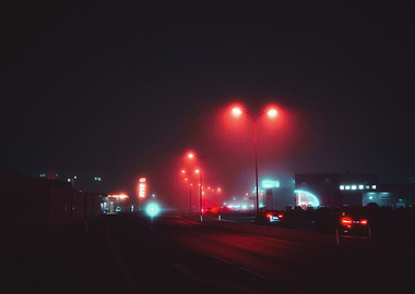 Red lights of the highway