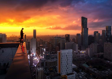 Looking down city life