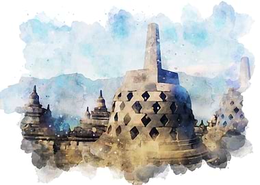 Borobudur Watercolor