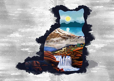 Cat art fantasy abstract